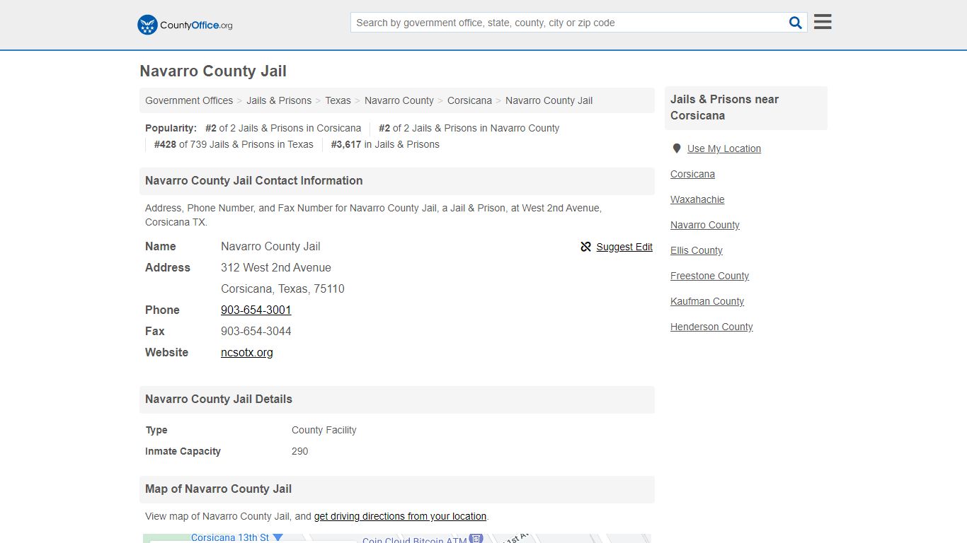 Navarro County Jail - Corsicana, TX (Address, Phone, and Fax)